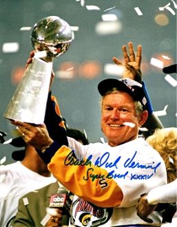 Dick Vermeil autographed 8x10, St Louis Rams, Super Bowl XXXIV