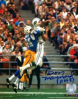 Don Maynard Autographed New York Jets Goal Line Art Card Blue HOF