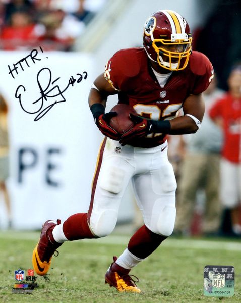 Evan Royster autograph 8x10, Washington Redskins, HTTR inscription