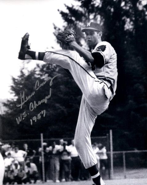 Gene Conley, autographed 8x10, Milwaukee Braves, WS Champs 1957 inscription