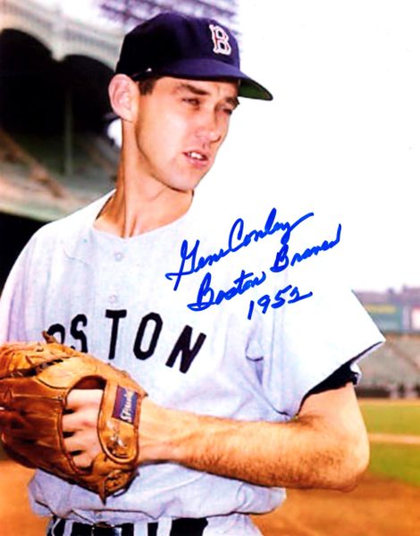 Gene Conley, autographed 8x10, Boston Braves, Boston Braves 1952 inscription