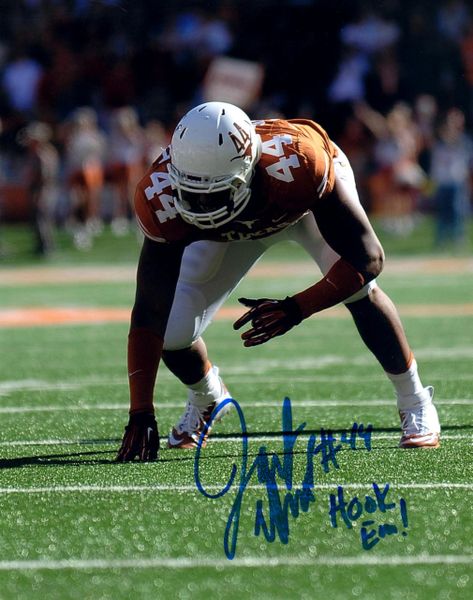 Jackson Jeffcoat, autographed 8x10, The University of Texas, Hook Em inscription