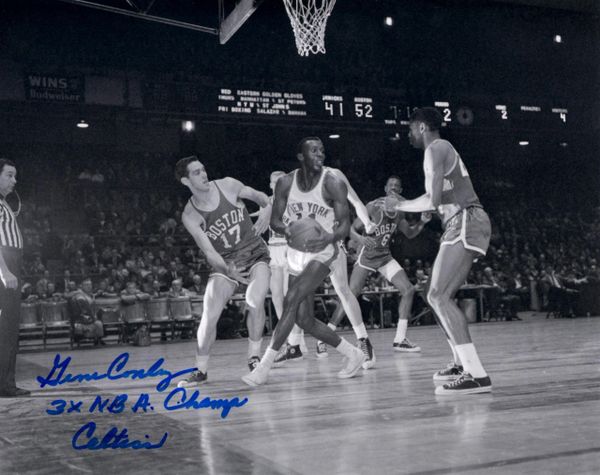 Gene Conley, autographed 8x10, Boston Celtics, 3x NBA Champs inscription