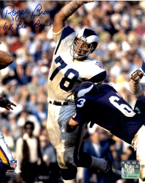 Roger Brown autograph 8x10, Los Angeles Rams with 6x Pro Bowl inscription