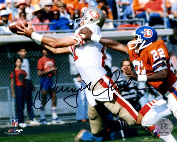 DWIGHT CLARK 49ERS SIGNED 8X10 PHOTO