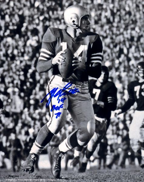 Y.A. Tittle autograph 8x10, San Francisco 49ers, HOF 71