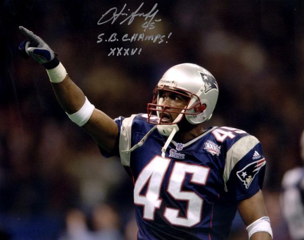 Otis Smith autograph 8x10, New England Patriots with inscription SB inscription