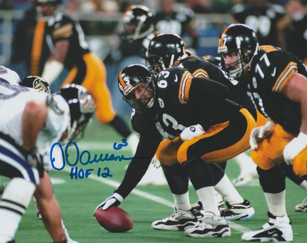 Dermontti Dawson autograph 8x10, Pittsburgh Steelers, Inscription: HOF 12