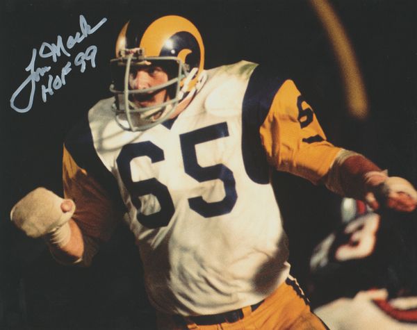 Tom Mack autograph 8x10, Los Angeles Rams, Inscription: HOF 99
