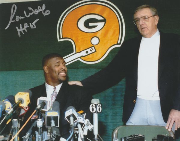 Ron Wolf autograph 8x10 with Reggie White, Green Bay Packers, HOF 15