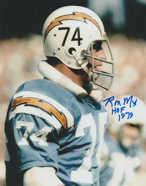 Ron Mix autograph 8x10, San Diego Chargers, Inscription: HOF 1979