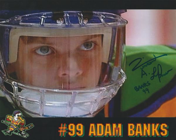 Vincent Larusso autograph 8x10; Banks 99, Mighty Ducks