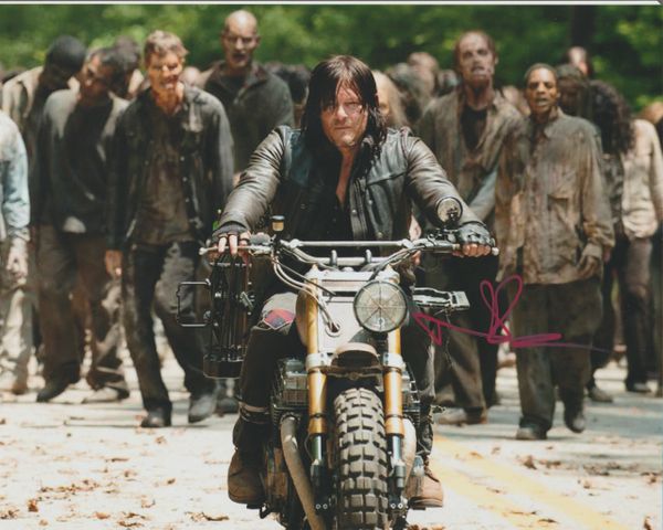 Norman Reedus autograph 8x10, The Walking Dead, signed in red
