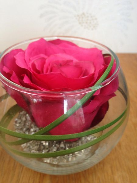 Modern Set Of 3 Pink Rose And Grass Artificial Flower