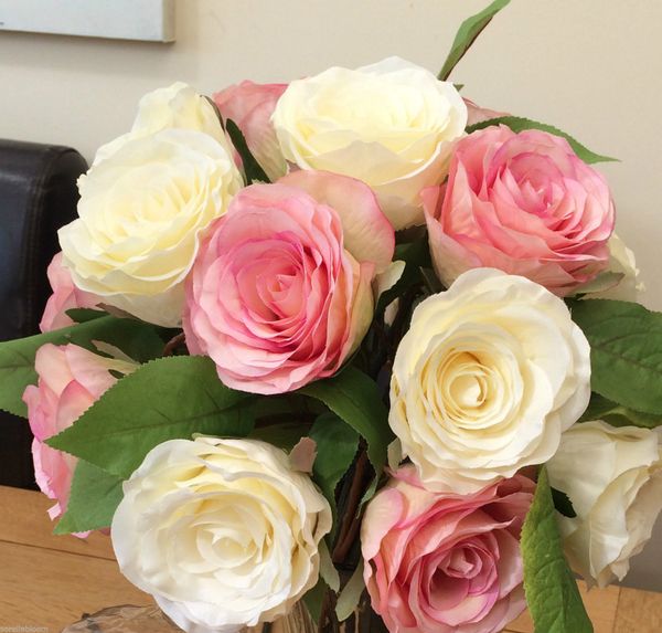 EXTRA LARGE PINK & CREAM PREMIUM ROSE VASE ARRANGEMENT ...