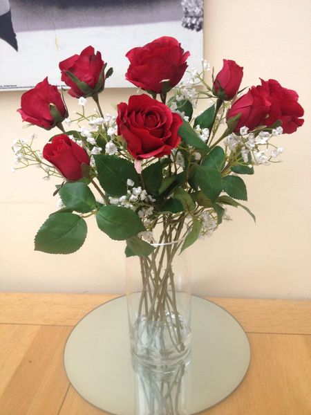 Stunning Artificial Flower Vase Arrangement Red Roses Gypsophila In Water Sorella Bloom Everlasting Flowers