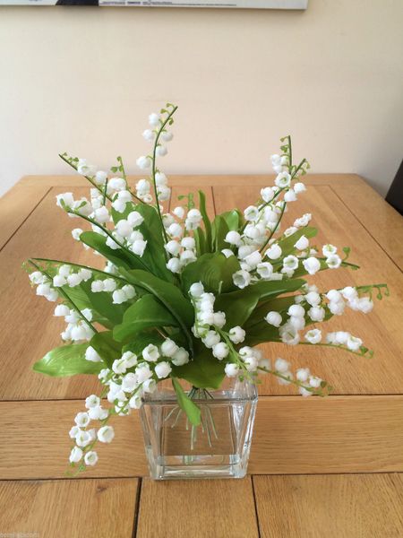 BEAUTIFUL LILY OF THE VALLEY ARRANGEMENT IN GLASS CUBE WITH WATER