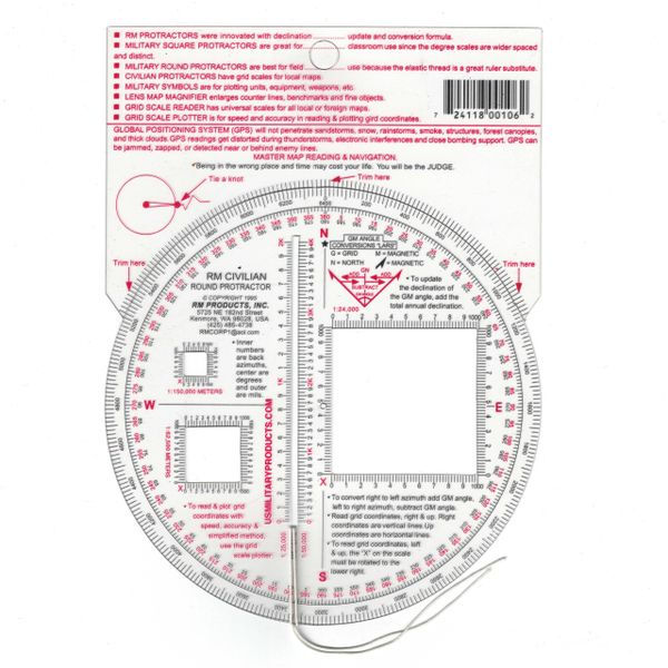 Military Template Tech GPS Plotting Protractor