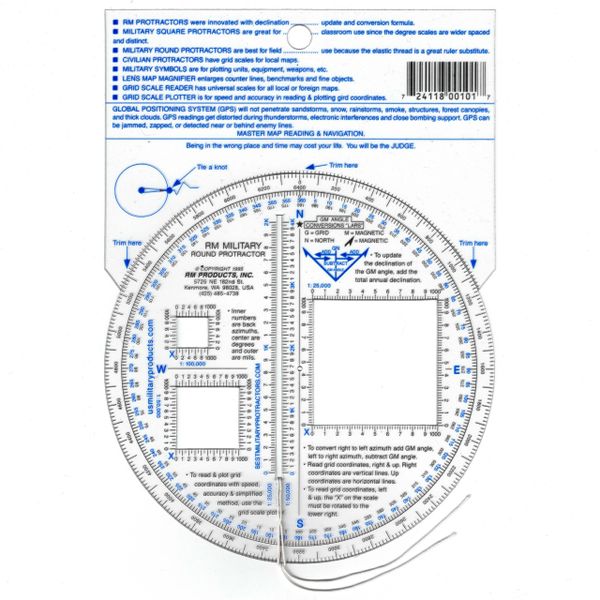 RM Military Round Protractor Map Protractor