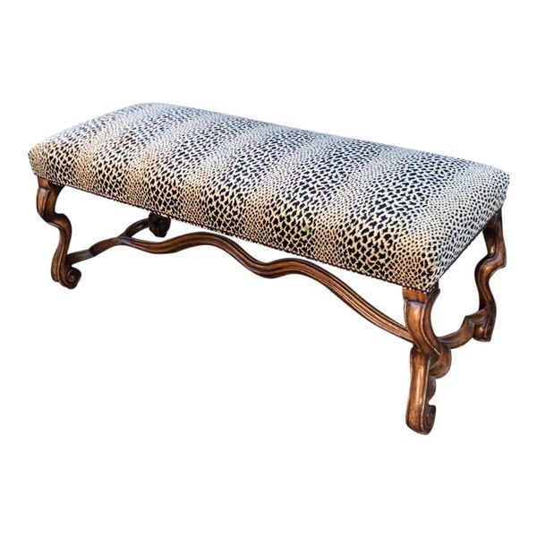 Clarence House Cheetah - 18C Style Carved Italian Walnut Bench by Randy Esada Designs for PROSPR