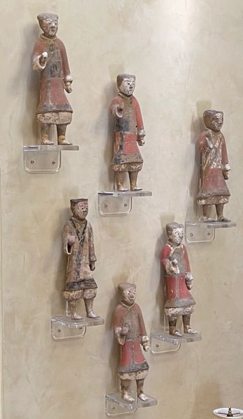 Grouping Antique Chinese Figures Mounted on Lucite