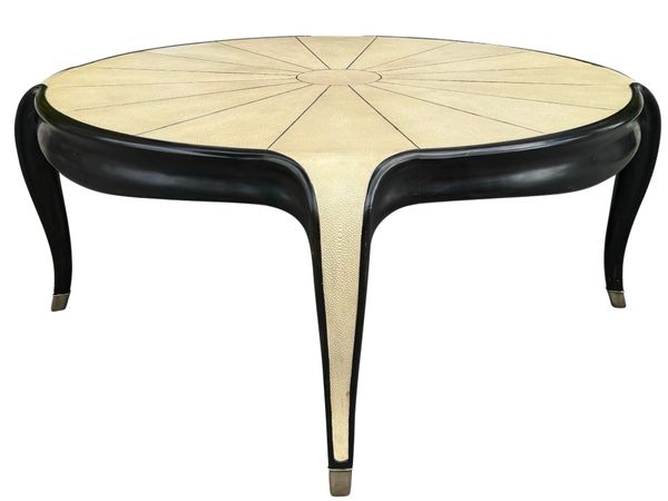 Art Deco Style Shagreen & Ebony Cocktail or Round Coffee Table