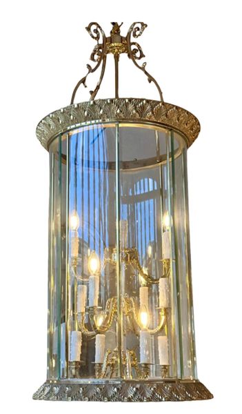 Art Deco Bronze Chandelier Theater Lantern Light Fixture
