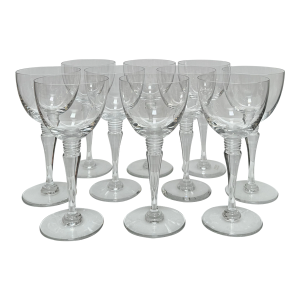 Set of 10 St. Louis French Crystal White Wine Goblets - Grand Lieu