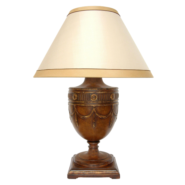 CARVED GEORGIAN WALNUT TABLE LAMP BY RANDY ESADA DESIGNS