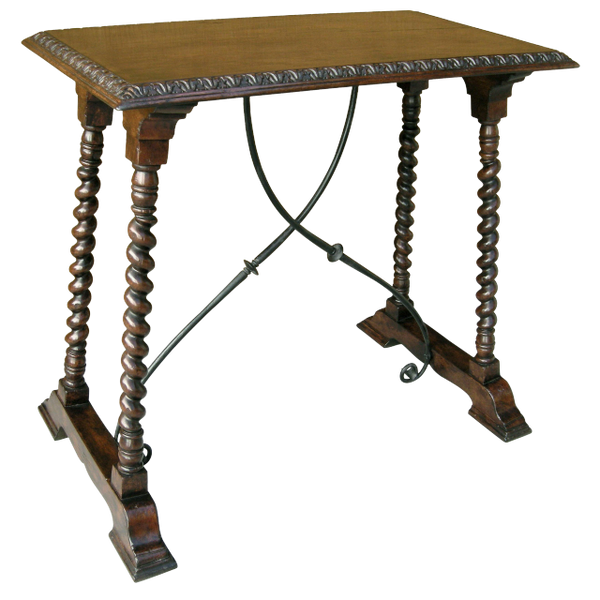 CARVED ITALIAN WALNUT & IRON SIDE TABLE BY RANDY ESADA DESIGNS