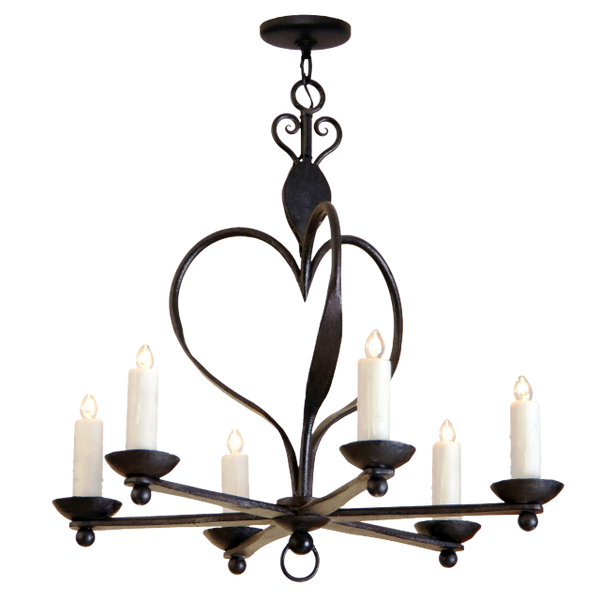 FINE ITALIAN SIX ARM WROUGHT IRON CHANDELIER BY RANDY ESADA DESIGNS INC FOR PROSPR