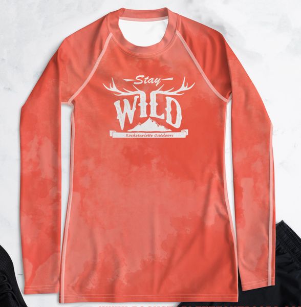Stay Wild Rash Guard Shirt 38-40 UPF, Sun Shirt, Rockstarlette   Rockstarlette Outdoors, Adventure Inspired Activewear Made in USA
