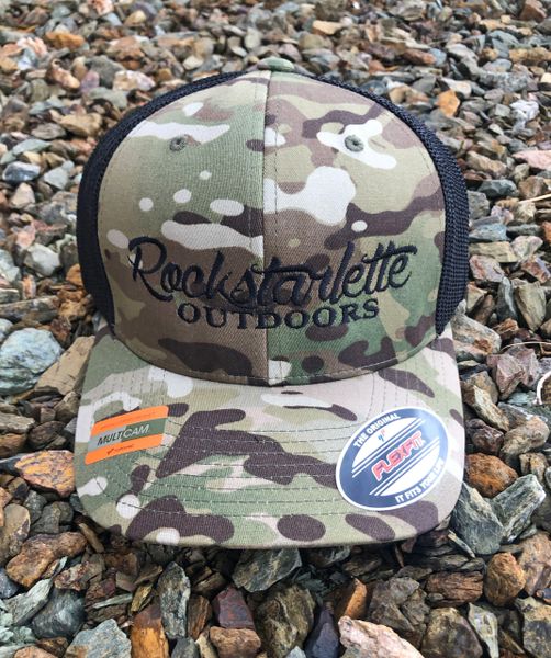 Camo Rockstarlette Outdoors Logo Flexfit Mesh Back Hat | Rockstarlette  Outdoors, Adventure Inspired Activewear Made in USA