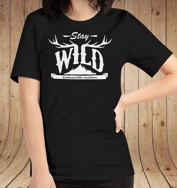 Stay Wild Relaxed Fit T shirt, Black, Sizes 0-22