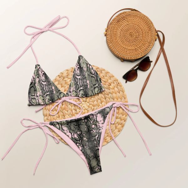 NEW Snakeskin Lightly Padded String Bikini, UPF 50