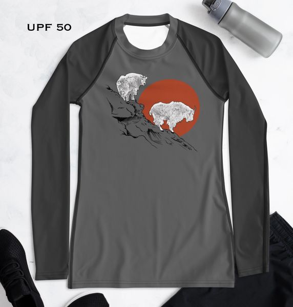 UPF 50 Mountain Goat Rash Guard / Sun Shirt, NEW