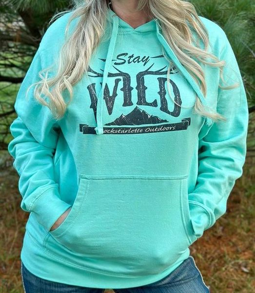 Stay Wild Hoodie, Light Teal, NEW