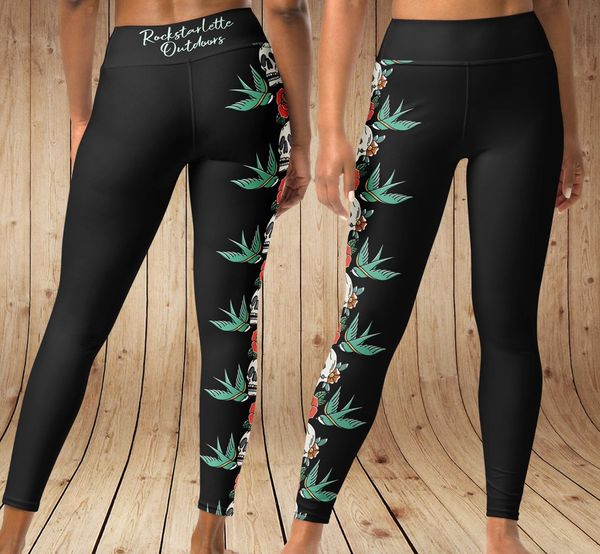 SALE 60% OFF, FREE Shipping, Vintage Tattoo Leggings, Only size S (0-2)  left in stock