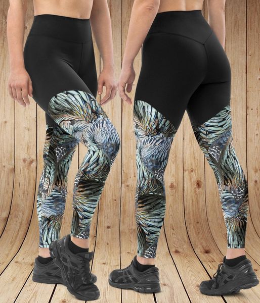 Turkey Feather Compression Leggings with Phone Pocket, USA  Rockstarlette  Outdoors, Adventure Inspired Activewear Made in USA