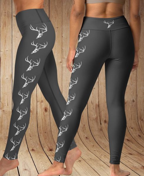 ELK antlers leggings (black or brown) capri or full length - Sporty Girl  Apparel