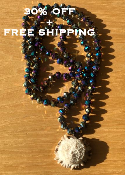 SALE 30% OFF, Deer Antler Necklace, Blue/Purple Iridescent with Burr, FREE Shipping, 18 Inch