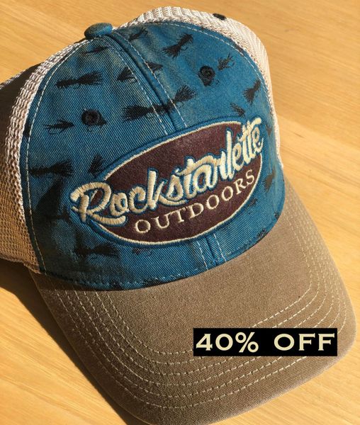 SALE 40% OFF, Fly Fishing Print, Rockstarlette Outdoors Mesh Back Hat