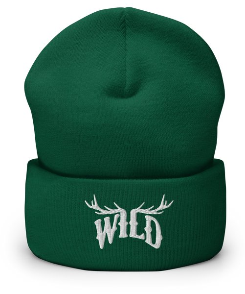 WILD™ Logo Unisex Knit Beanie, Dark Green