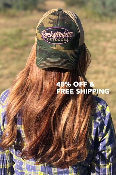 SALE 40% OFF, FREE Shipping, Camo & Purple Rockstarlette Outdoors Mesh Back Hat