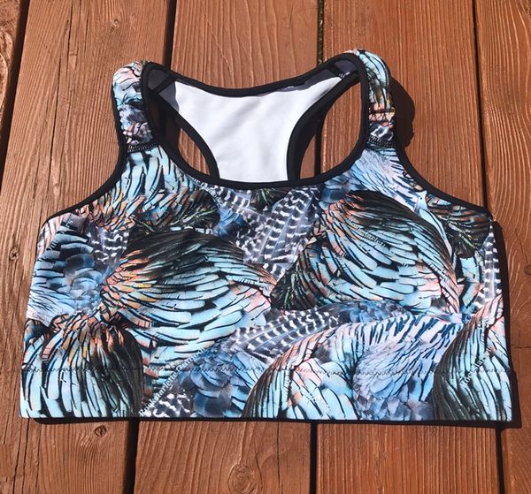 Turkey Feather Sports Bra, Athletic Top Active Wear, USA Made ...