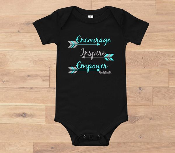 Youth: Onesie, Encourage. Inspire. Empower. in Black or Pink, 3-24 mos