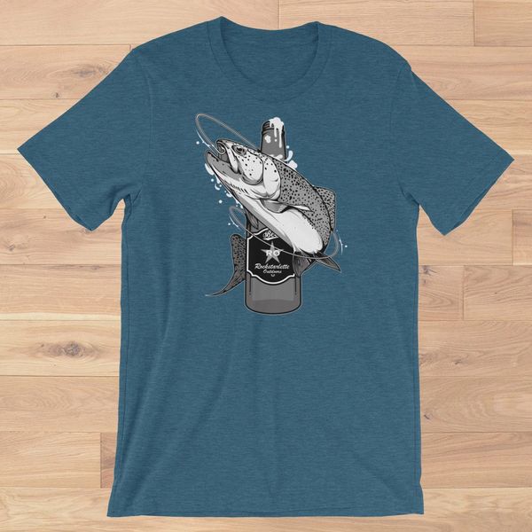 Trout Fishing and Beer, Loose Fit T Shirt, Heather Blue or Heather Charcoal S-2XL