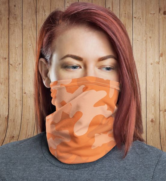 Orange Camo Gaiter/ Face Shield/ Headband FREE Shipping