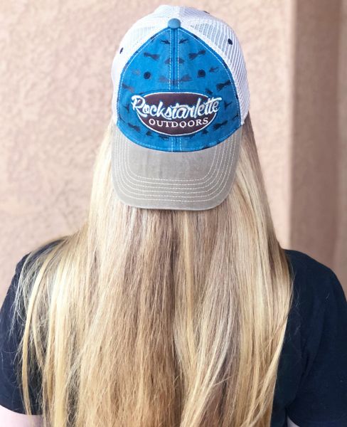 Fly Fishing Rockstarlette Outdoors Logo Mesh Back Hat  Rockstarlette  Outdoors, Adventure Inspired Activewear Made in USA