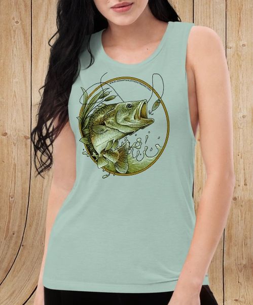 Fishing Logo Relaxed Fit Muscle Tank Top, Mint